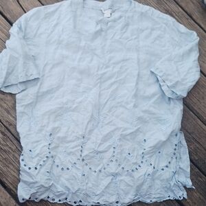 David Dart Sport Women's Light Blue Linen Blouse - 3X